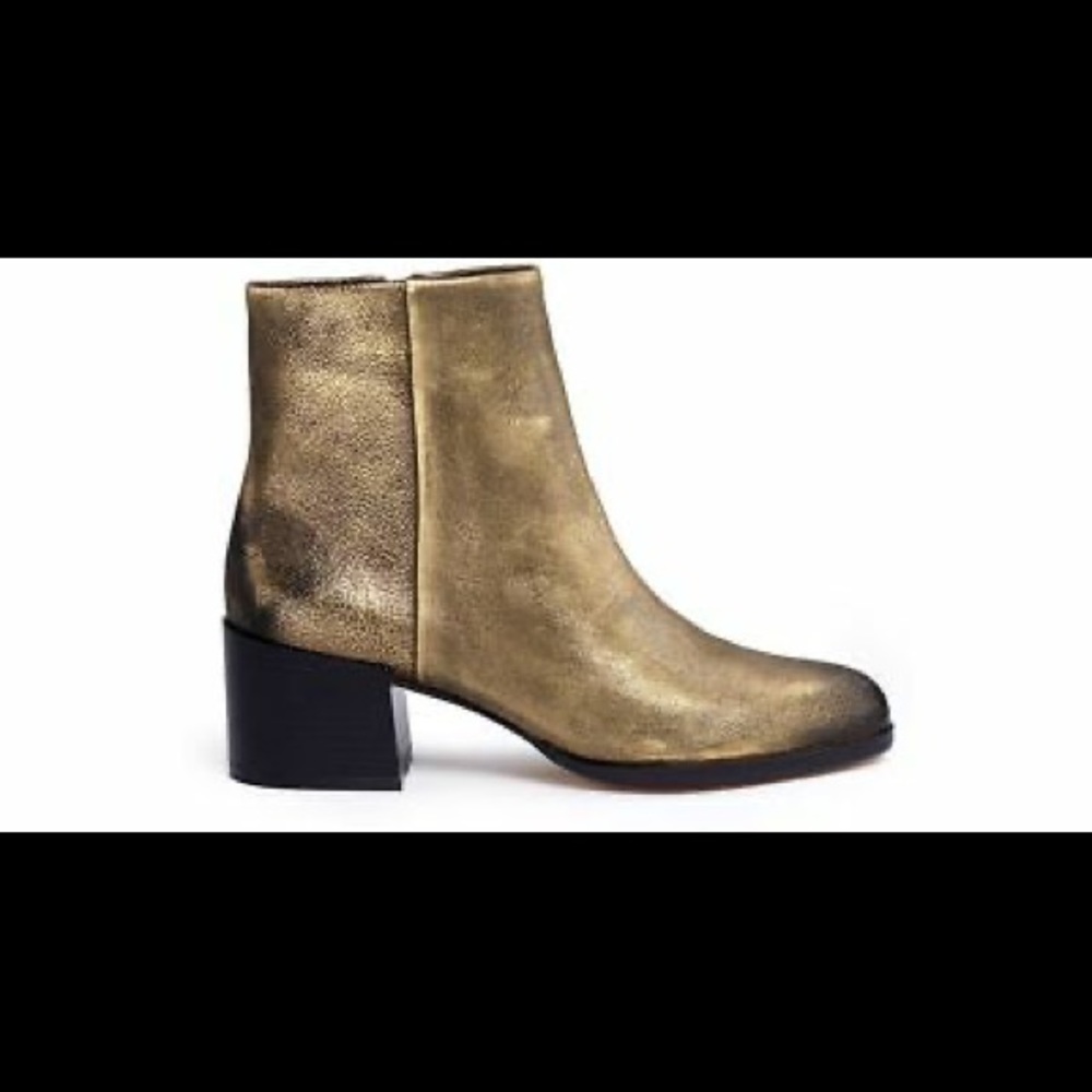 NEW Sam Edelman. Leather Gold Ankle Boots.
